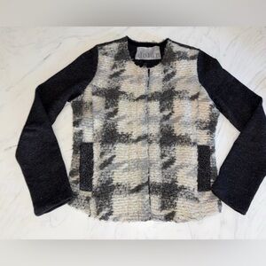 Anthropologie Dolan Houndstooth Mohair Jacket zip s contrast sleeve tweed
